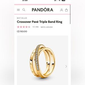 Pandora Crossover Pavé Triple Band Ring size 6(52)